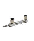 Industrial Grade Mini Pneumatic Cylinder Double Acting Single Rod Featuring 10mm And 16mm Bores, compact design with dual connectors.