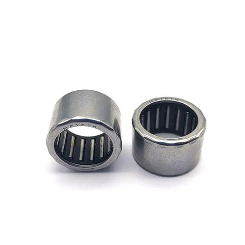 Five Piece HF3520 One Way Wedge Needle Roller Bearing 35x42x20 mm showing two drawn cup bearings with smooth finish.