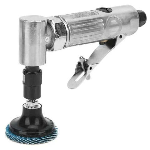 Badass Quarter Inch Air Powered 90 Degree Angled Die Grinder And Pneumatic Polisher With Coarse Emery Disk for metal work.