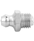 Close-up of a plated steel M8 straight grease nipple from 10 Pack Grease Nipple Fittings In Plated Steel, Leak Proof M8 Straight