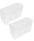 2 Pcs Automatic Hanging Bird Feeder Cups For Small Birds Cage Plastic Quail Parakeet Food Dispenser With Anti-Spill Design Easy Install And Secure Fit For Pet Avian Care Supplies, clear plastic cups.