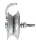 Heavy Duty Galvanized Gate Track Roller Compatible With 1 5/8 Inch Pipe Featuring Silent Glide Precision Bearings and Rock Solid Rust Resistance For Smooth Sliding Gate Operation, side view.