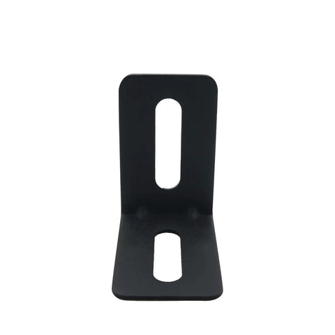 Hella Durable 4 Pack Right Angle L Brackets Rock Solid 90 Degree Corner Connectors Built Tough Steel Shelf Supports 61x38mm adjustable wall mount fastener in black.