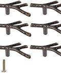 Hella Stylish Tree Twig Cabinet Knobs 6 Pack Bronze Zinc Alloy Drawer Pulls Solid Build with screws for kitchen cupboard.