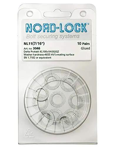 Tough As Nails Carbon Steel Wedge Locking Washers With Zinc Flake Coating Heavy Duty M11 Size Pack Of Ten Glued Pairs in packaging.