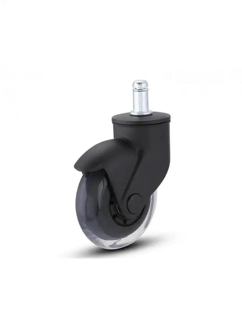 Badass 5 Piece Set Of 3 Inch Transparent Nylon Silent Roll Office Chair Casters featuring a close-up view of a single caster.