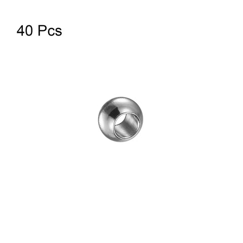 Smooth And Sturdy 40 Piece Pack 6 Millimeter Round Stainless Steel Spacer Beads Featuring 3 Millimeter Center Holes Slick Silver Finish