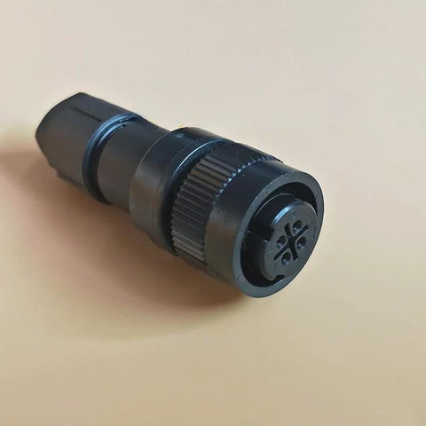 Side view of black plastic 4-pin circular servo motor encoder plug (4-hole connector), Amazon brand