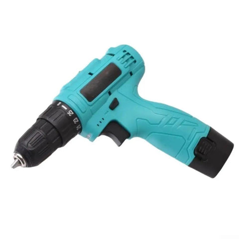 Heavy Duty 12V Cordless Drill Driver With Solid Metal Body And 25 Plus 1 Torque Settings For Hassle Free Diy Fixes And Furniture Assembly Compact One Handed Design That Gets The Job Done With Zero Sweat, turquoise color with black chuck.