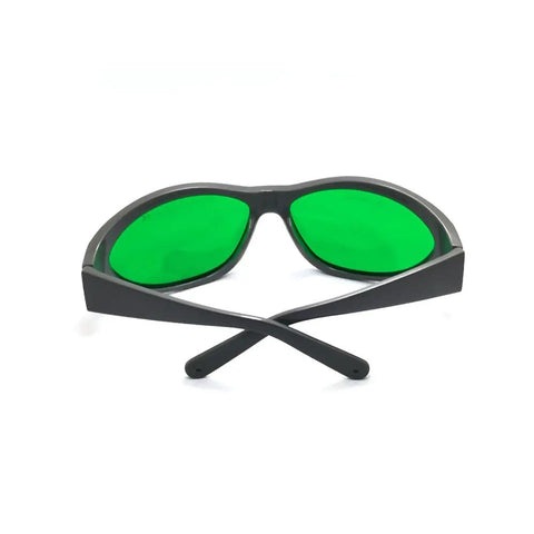 OG Grade Red Laser Protective Glasses For 620 To 700nm Range OD6 Plus with green lenses and black frame, perfect for laser work.