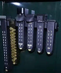 Lock Down Your Gear With This Heavy Duty Magazine Rack Precision Fit For Glock 17 19 26 31 32 33 34 Mags Featuring Scratch Resistant Plastics For Quick Wall Or Safe Mounting To Keep Your Range Essentials Snug with organized magazines on a gun safe wall.