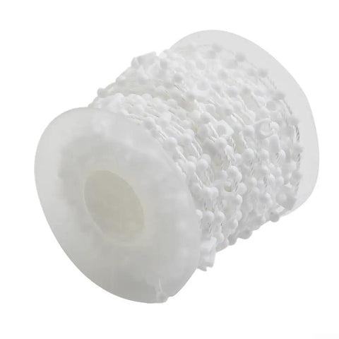 Sturdy White Plastic Beaded Pull Chain 10 Meter Replacement Cord With Bottom Weight Link Clip Connector For Vertical Blinds Shutter Repair Gear Smooth Pull on a roll.