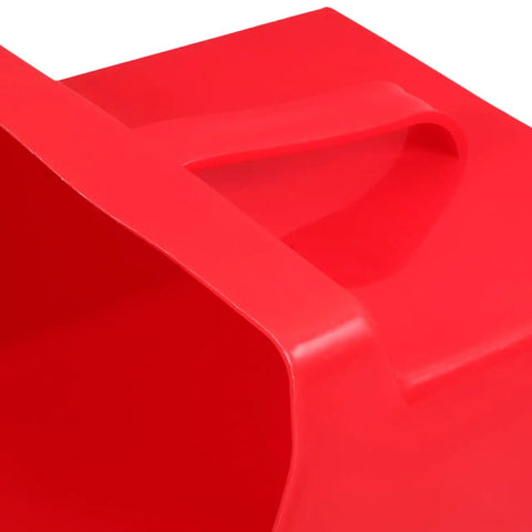 Close-up of red Handheld Dustpan And Scoop Shovel Grab And Go Cleanup lightweight plastic design with ergonomic grip
