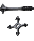 Versatile 2-In-1 Drill Chuck Key With Integrated Ratchet And 12.5Mm Square Drive Socket Wrench shown from top view in black finish.