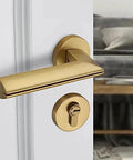Heavy Duty Zinc Alloy Interior Door Handle Featuring A Slick Gold Plated Finish Built Tough For Bedroom Or Bathroom Doors Up To Fifty Millimeters Thick Definitely A Dang Solid Upgrade To Look Sharp with lock cylinder