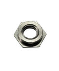 Hex Stainless Steel Self Clinching Nuts 8-32 Thread Captive Hardware Fasteners flush mount, showing surface detail and threading.