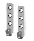 Badass Heavy Duty Zinc Plated Steel Picture Hooks for Hanging Your Heaviest Mirrors, Frames, And Tools, rugged silver finish with multiple holes.