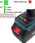 Power display of No Cord Hassle Heavy Duty Cordless Rivet Gun With M3 Through M12 Blind Nuts And Pull Screw Nut Heads Powered By 26V Battery.