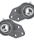 Two Pack Ucfb207 Mounted Bearing With Three Bolt Cast Iron Flange Bracket For 35mm Shafts Tough As Nails Heavy Duty Industrial Replacement Units Built To Take The Beatdown showing rugged cast iron construction.