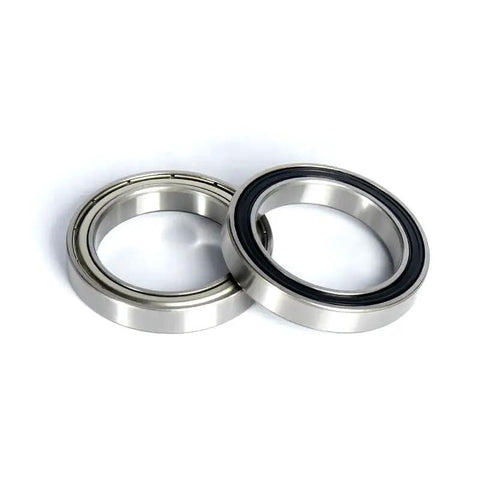 Premium Deep Groove Ball Bearings 55x68x7mm Double Shielded Steel 2 Pack Ultra Thin Wall showing two bearings with black seals.