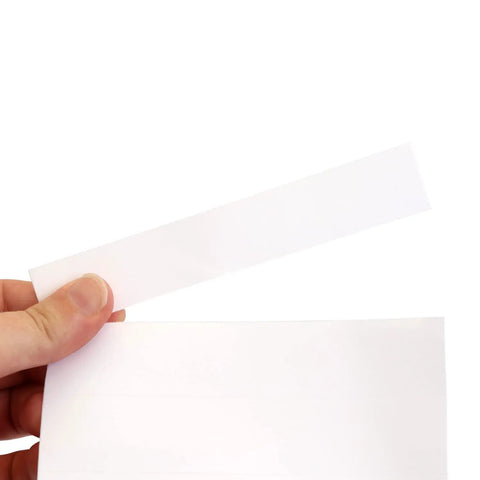 Slick Clear Plastic Shelf Clip Label Holders Fits One Inch Thick Racks No Sweat Installation showing clear label strip.
