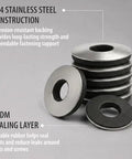 Heavy Duty Number Six EPDM Bonded Sealing Washers With 304 Stainless Steel Core And Tight Rubber Face For Roofing Screws stacked display.