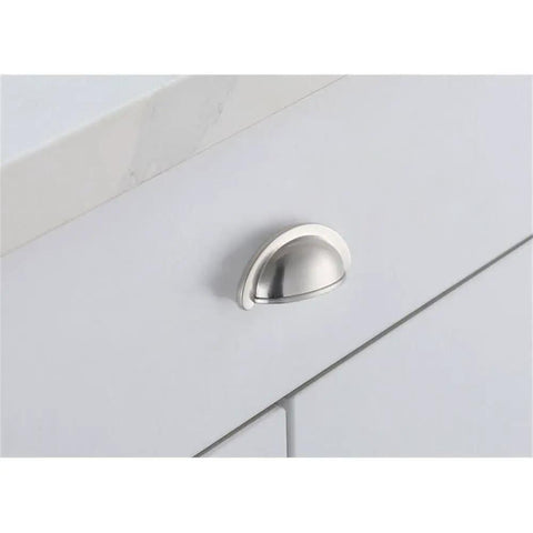 Top Shelf Slick Brushed Nickel Cup Pull Handles For Furniture And Cabinetry Solid Zinc Alloy Hardware Multipack Set Of Ten With Rugged Stainless Screws Hella Durable on drawer.