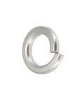 Close-up of a single M3 304 stainless steel split lock washer from O Ring Assortment Kit 100 Pcs M3 304 Stainless Steel Split Lock Washers And Spring Washers For Fasteners DIY Projects Automotive Hardware Set Must Have Handy Vibration Resistant, shown alone on a white background for vibration control and fastener stability.