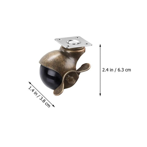 Vintage Brass Casters With Lockable Swivel Wheels For Badass Heavy Duty Furniture featuring 2.4-inch swivel wheel and metal mount.
