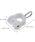 Smooth Operation Curtain Track Pulley Set Featuring Rock Solid Plastic Double Wheel Rollers For Seamless Sliding On Straight Or Curved Tracks Zero Hassle Easy DIY Fix, close-up of white plastic double wheel roller.