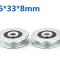 Tough As Nails Two Pack V Groove Metal Pulley For Steel Wire Cables and Lifting Guide Wheels Featuring Durable Galvanized Build, 6x33mm.