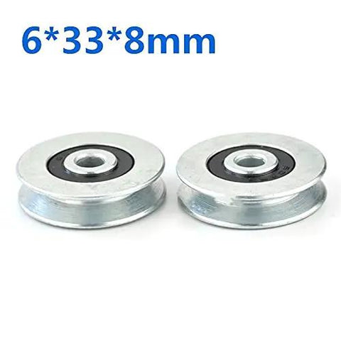 Tough As Nails Two Pack V Groove Metal Pulley For Steel Wire Cables and Lifting Guide Wheels Featuring Durable Galvanized Build, 6x33mm.