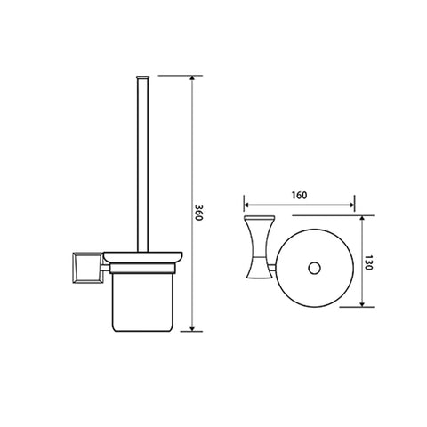 Wall Mounted Toilet Brush Holder With Heavy Duty Suction Plunger For Bathrooms And Sinks Clearing Nasty Clogs dimensions diagram view