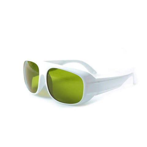 Heavy Duty 1064nm Laser Safety Glasses With Kickass Spectral Filtering For High Power Ndyag Semiconductor Operations, white frame, large fit.