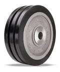 Heavy Duty Triple Wheel Caster With Bulletproof Polyurethane Tread 10 Inch Diameter 3 Inch Width 5900 Pound Load Capacity close-up view