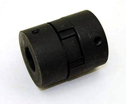 Built Tough Flexible L Jaw Coupler Set With Straight Shooter Engineering Featuring Top Shelf Nbr Rubber Spider For Slick Torque Transfer And Greasy Job Site Grind Plus 3/4 To 7/8 Inch Bores - Close-up view of L-jaw coupler half.