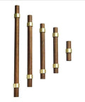 Heavy Duty Drop In Cabinet Handles 2 36 Inch Retro Style Furniture Pulls With Solid Brass And Smooth Walnut Insert displayed in five sizes.