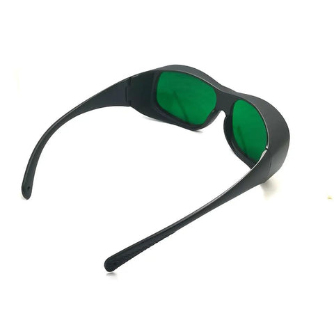Heavy Duty Laser Safety Glasses Shielding Eyes From Blue Red And Infrared Beams At 450Nm 650Nm 808Nm 980Nm side view with green lenses