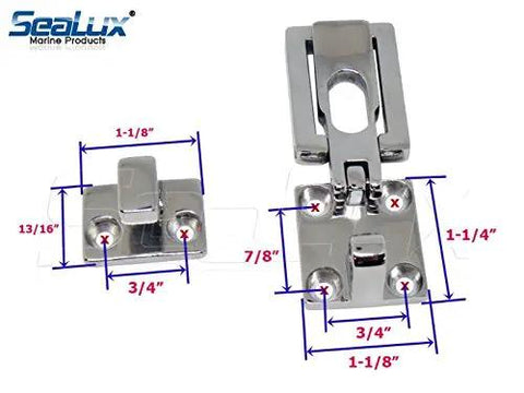 Rock Solid Heavy Duty Flat Surface Mounting Hatch Lock With Ironclad Anti Shake Clamping Catch Secure Fastener For Boat RV Truck Camper Marine Grade 316 Stainless Steel Tough Build Quality dimensions shown.