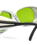 Rad 1064nm Infrared Laser Safety Glasses with Full Coverage Eye Protection Goggles, showing green lenses and sleek design.