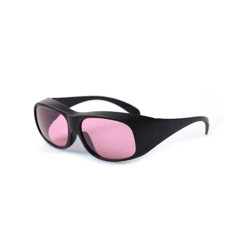 Pro Grade 755nm And 808nm Laser Safety Glasses With Badass Eye Protection For Epilation Units And Clinical Lasers side view with pink lenses.