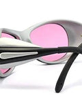 Rock Solid 808nm Infrared Laser Safety Glasses With Tough As Nails Protective Eyewear For Diode Lasers, angled view with pink lenses.