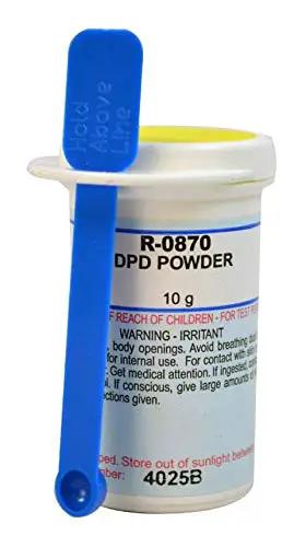 Top Shelf Swimming Pool Test Kit Refill DPD Powder 10 Grams 2 Pack with blue measuring spoon for accurate chlorine testing.
