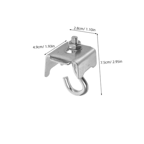 Rock Solid Heavy Duty Girder Clamp Hooks With Pipe Support Brackets For Warehouse Shelving And Garage Storage Racks, silver steel hook.