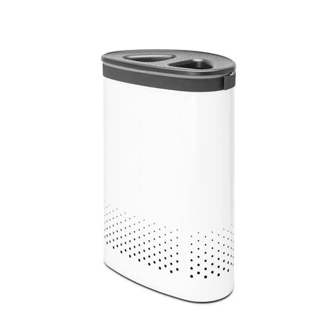 Big Ol Two-Section Laundry Hamper With Removable Inner Bags, Quick-Drop Opening, discreet lid, 14.5 gallon capacity