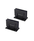 Heavy Duty Frameless Shower Door Hinges 90 Degree Pivot With Slick Matte Black Finish and stainless steel hardware, pack of 2.