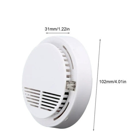 Zero Headache 10 Year Battery Smoke Detector And Alarm With Photoelectric Sensor For House And Bedroom Safety, side view, white, dimensions 102mm x 31mm.