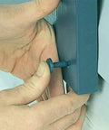 Heavy Duty Vinyl Shutter Fasteners Black Exterior Hardware For All Siding Types Wind Storm Proof Shutter Locks installed on siding.