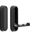 Foldable Wall Mounted Coat Hook Built With Heavy Duty Steel No Sweat Install Slick Hideaway Profile holds jackets, black design.