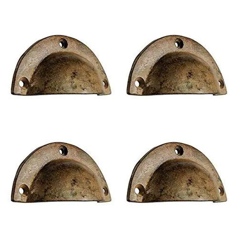 Badass Antique Iron Drawer Pull Featuring Slick Rust Living Finish Heavy Duty Zinc Construction Black Powder Coated Surface set of four